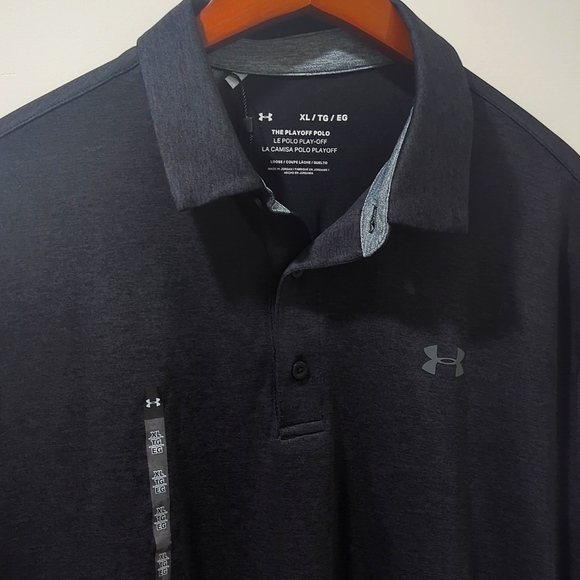 Under Armour The Playoff Polo Heathered Black Men's XL NWT - Picture 2 of 7